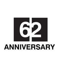 62 Year Anniversary Celebration Vector Template Design Illustration