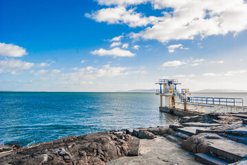 The coast in Salthill along the Promenade overlooking Galway Bay, Ireland - obrazy, fototapety, plakaty