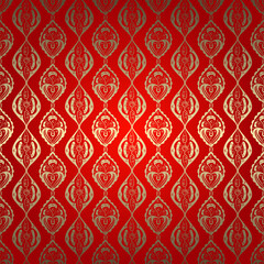 Ornamental luxury seamless pattern. Elegant background in red and gold colors