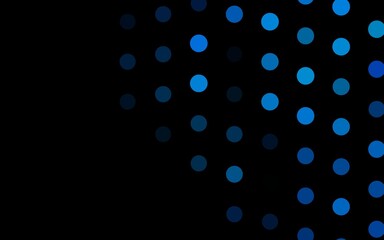 Dark BLUE vector texture with disks. Glitter abstract illustration with blurred drops of rain. Pattern of water, rain drops.