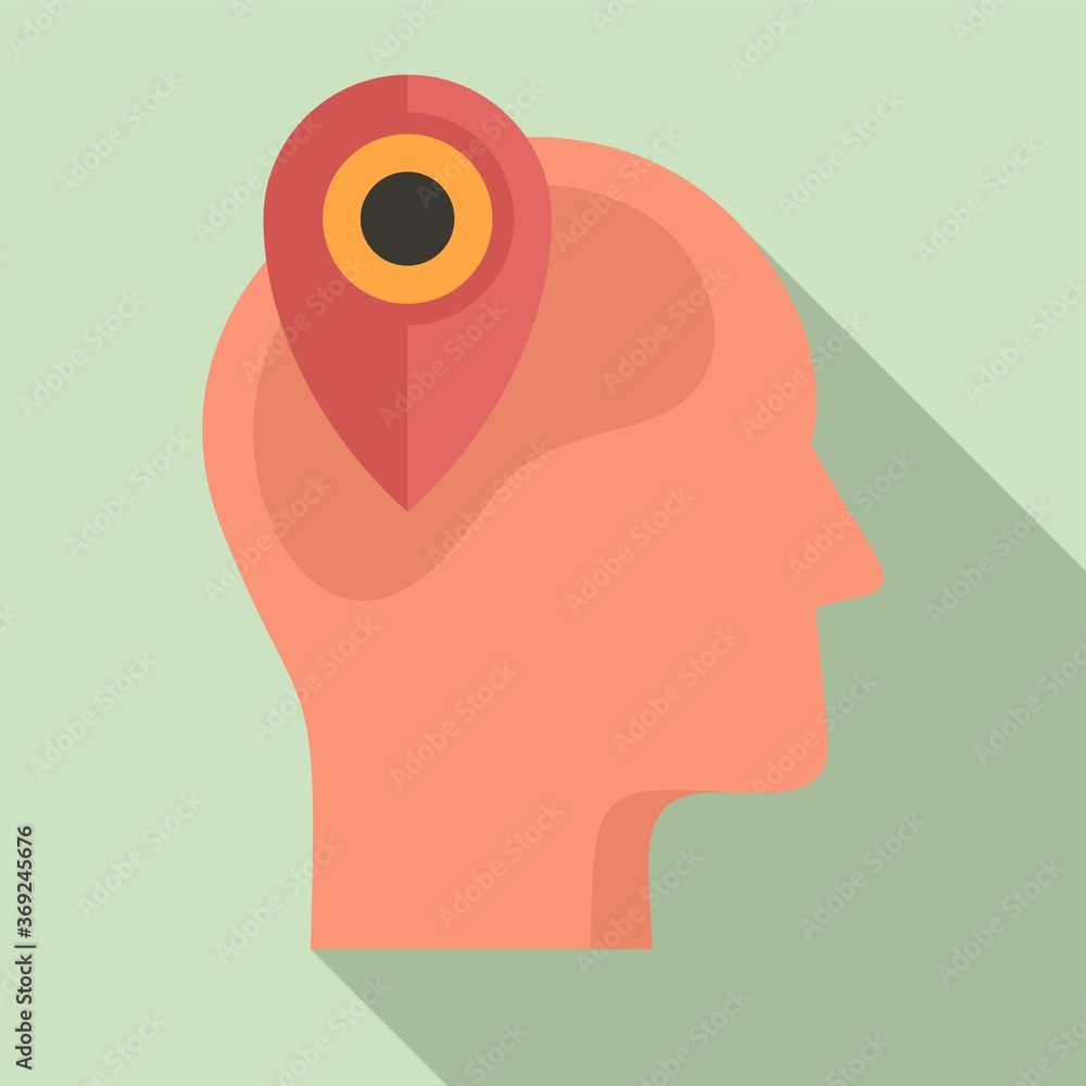 Poster pin map neuromarketing icon. flat illustration of pin map neuromarketing vector icon for web design