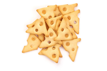 Cheese crackers, isolated on white background