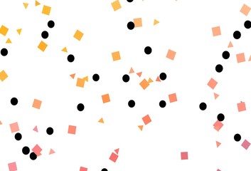 Light Yellow, Orange vector template with crystals, circles, squares.