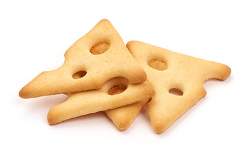 Cheese crackers, isolated on white background