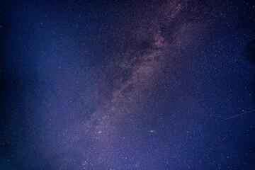 Overhead milky way with stars in clear summer night. Country side.