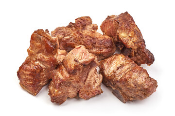 Roasted pork ribs, grilled meat, isolated on white background