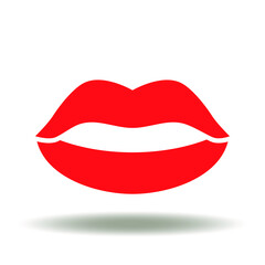 Makeup Logo. Red Beauty Lips Icon Vector. Lipstick Illustration. Plastic Surgery Botox Lifting Sign.