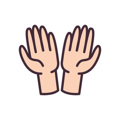 sign with open hands line and fill style icon vector design