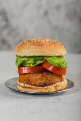 Vegan burgers light background. selective focus