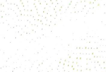 Light Green vector pattern with music elements.