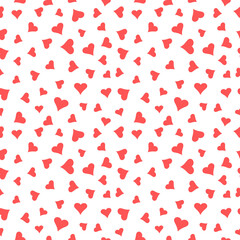 Vector illustration of a seamless pattern with hearts on a light background.