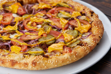 pizza on the wooden background