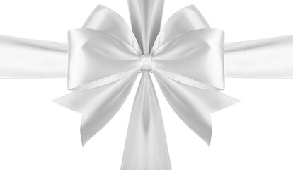 White cross ribbon with bow isolated.