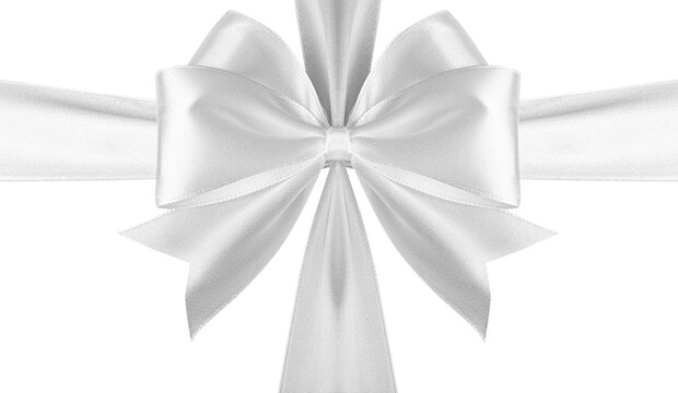 White cross ribbon with bow isolated.