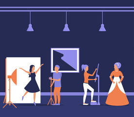 Cartoon Color Art Space Inside Interior. Vector