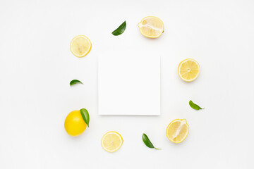elegant composition of set of lemons on a white background