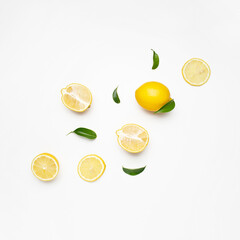 elegant composition of set of lemons on a white background