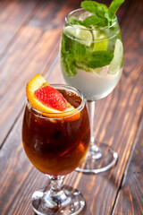 cocktail on the wooden background