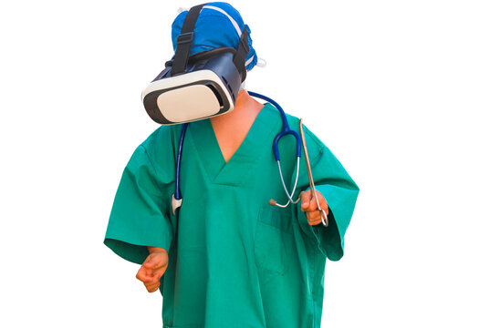 Child Dressed As A Doctor With Virtual Reality Glasses