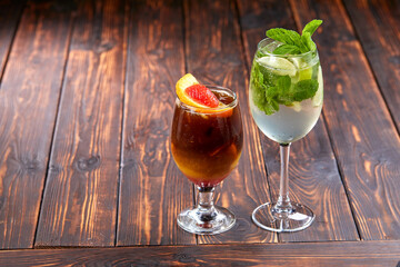 cocktail on the wooden background