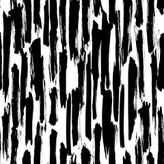 Seamless vector pattern made by hand drawn paint strokes. Black and white abstract background.
