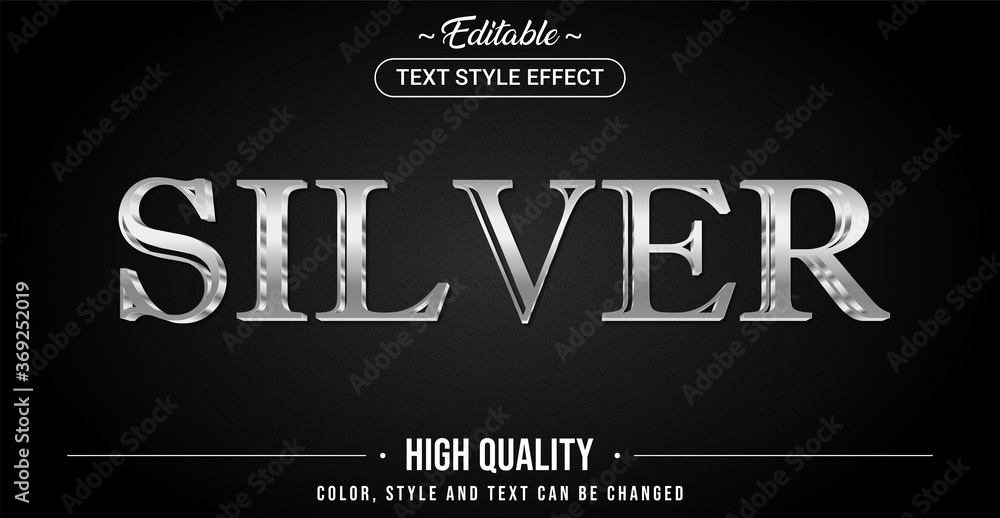 Poster Editable text style effect - Silver color theme style.