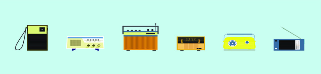 set of vintage radio transistor icon on blue background