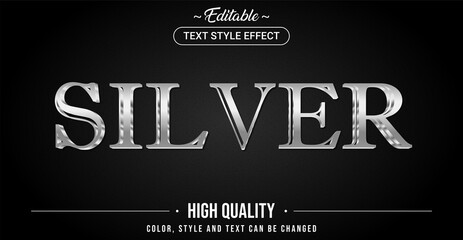 Editable text style effect - Silver color theme style.