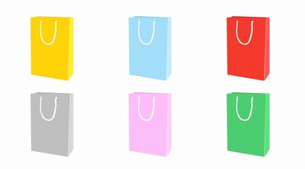 Vector Different Colors Shopping Bag Set