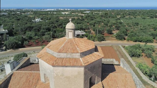Aerial view of Church Cristo delle Zolle, Monopoli, Italy