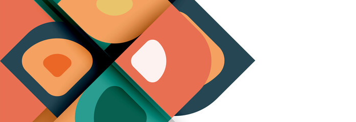 Set of vector modern geometric abstract backgrounds with repeating abstract round shapes patterns and shadow effects