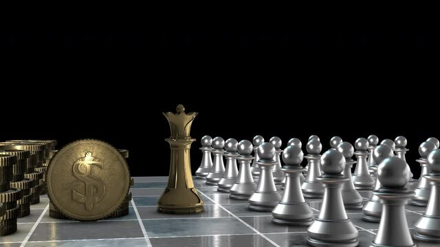 King Chess Business Financial leader concept. 3d Rendered with Alpha background for your design.