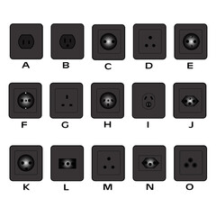 Obraz premium World Switch types,chart of world socket types,Electrical Sockets