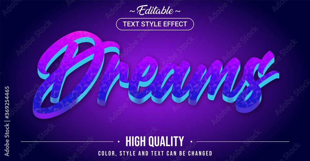 Poster Editable text style effect - Dreams theme style.