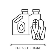 Biofuel linear icon. Alternative energy, environment conservation thin line customizable illustration. Contour symbol. Ecologically clean energy. Vector isolated outline drawing. Editable stroke