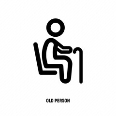 Thin line icon of priority seat for old person or disabled. Vector illustration.