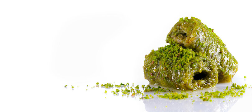 Traditional Turkish dessert on white background