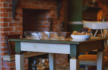 Table at home served with vegetarian food