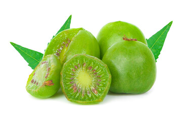 mini kiwi baby fruit on white background