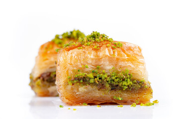 Traditional Turkish dessert on white background