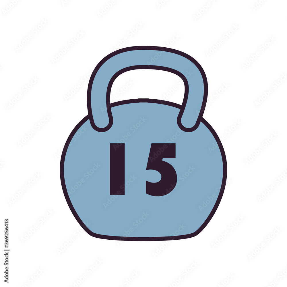 Poster gym weight line and fill style icon vector design