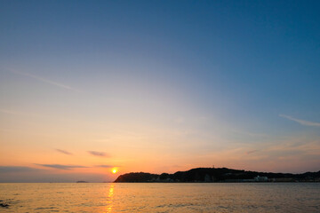 神奈川県逗子海岸の夕日【夏】