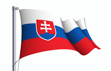 Slovakia flag state symbol isolated on background national banner. Greeting card National Independence Day of the Slovak Republic. Illustration banner with realistic state flag.