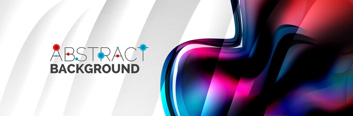 Vector abstract background, flowing liquid style bubble with metallic, color quicksilver chrome texture and color glow effects