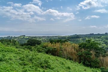 View of bay over the hill in Japan.