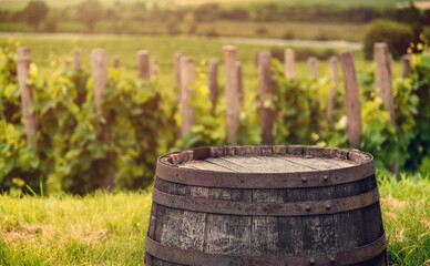 Photo of a barrel detail on a vineyard