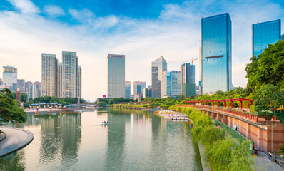 Fototapeta premium Urban Environment of Qiandeng Lake Park, Foshan City, Guangdong Province, China