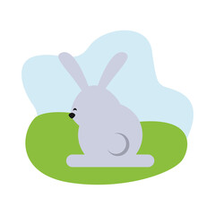 cute rabbit easter season character in camp