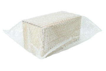 Bubbles covering the box by bubble wrap for protection product cracked isolated white background