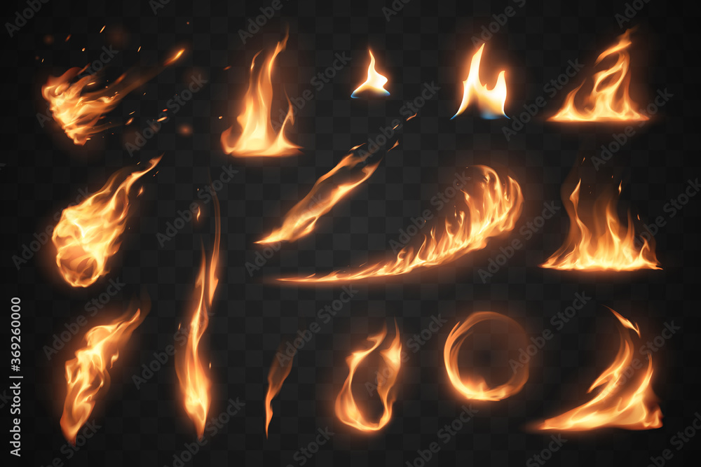 Canvas Prints set of fire flames elements on transparent background